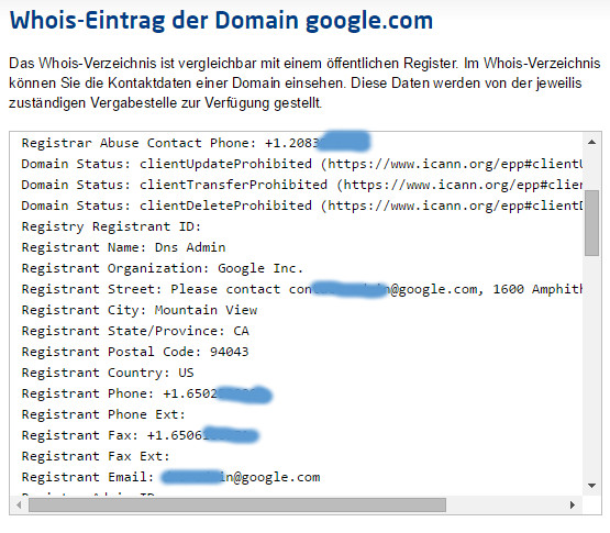 Angaben zu Google.com