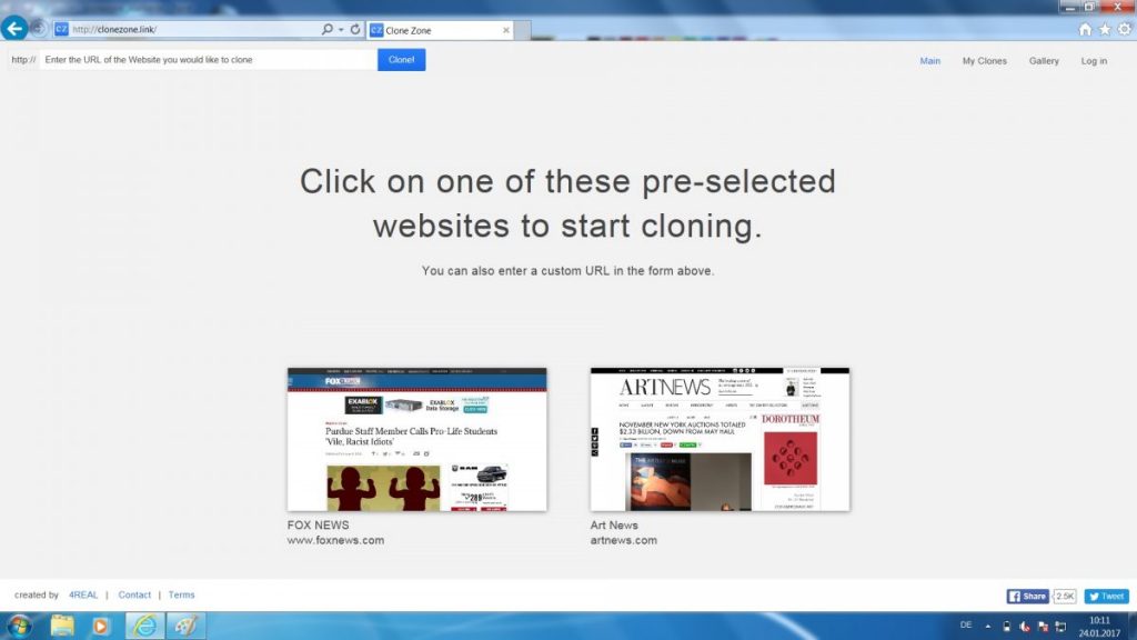 CloneZone: Abfrage der Domain, die gefälscht werden soll